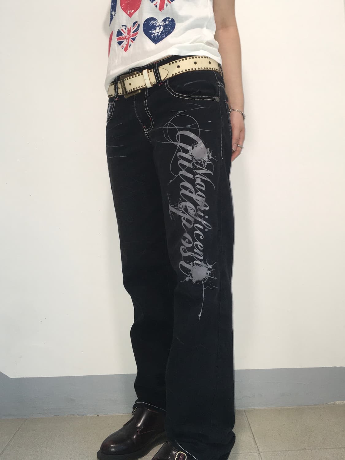 jpn vintage y2k black denim pants 상품이미지2