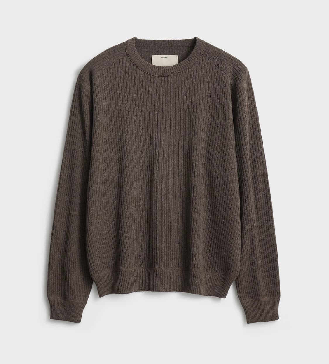 포터리 코튼 실크 크루넥 니트 3 모카 브라운 상품이미지1