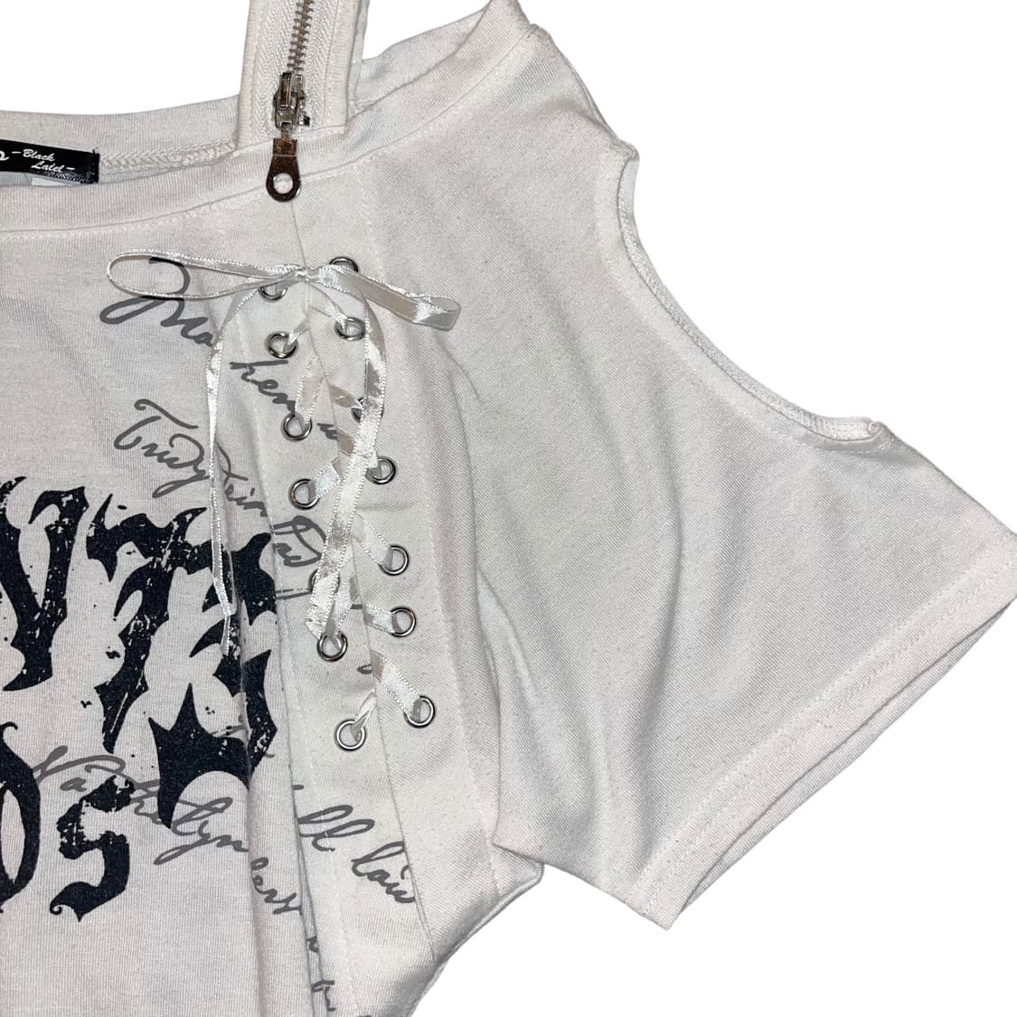 DIG DEEP 디그딥 아일렛 어깨 트임 반팔티 갸루y2k펑크 상품이미지3