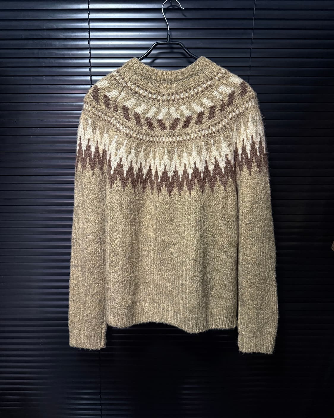 파르티멘토 노르딕 패턴 눈꽃 자카드 베이지 브라운 갈색 가디건 M 95 상품이미지5