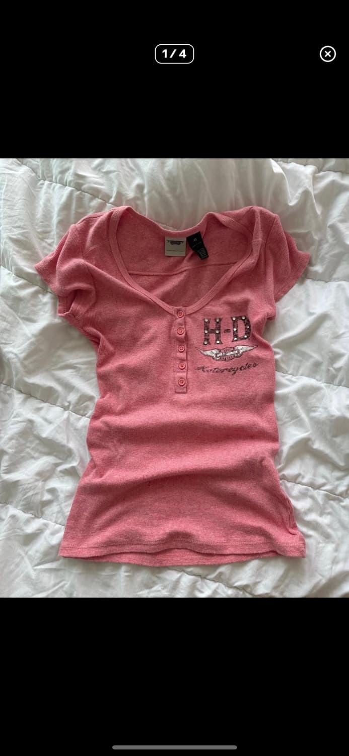 할리데이비슨 슬리브리스 슬림 반팔티(xs) 딱붙 상품이미지1