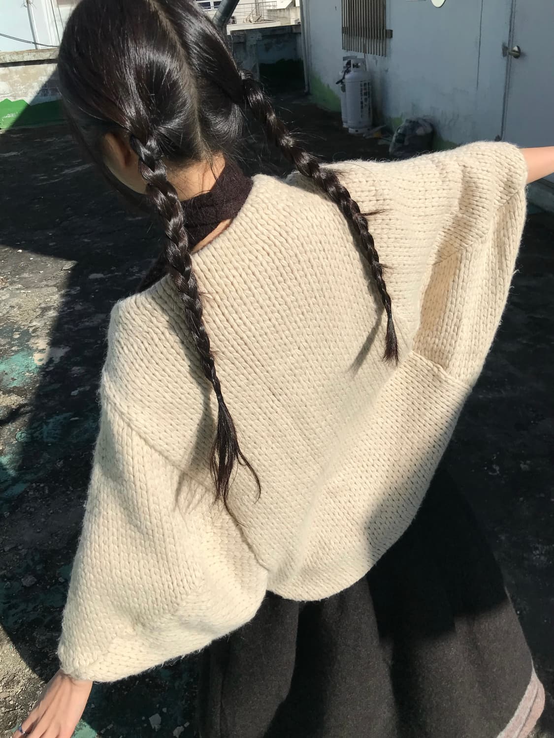 크림 니트 케이프 상품이미지2