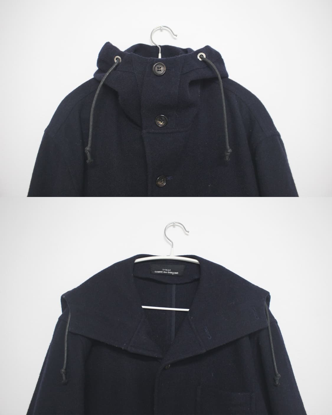 tricot wool zip open hood coat 상품이미지5