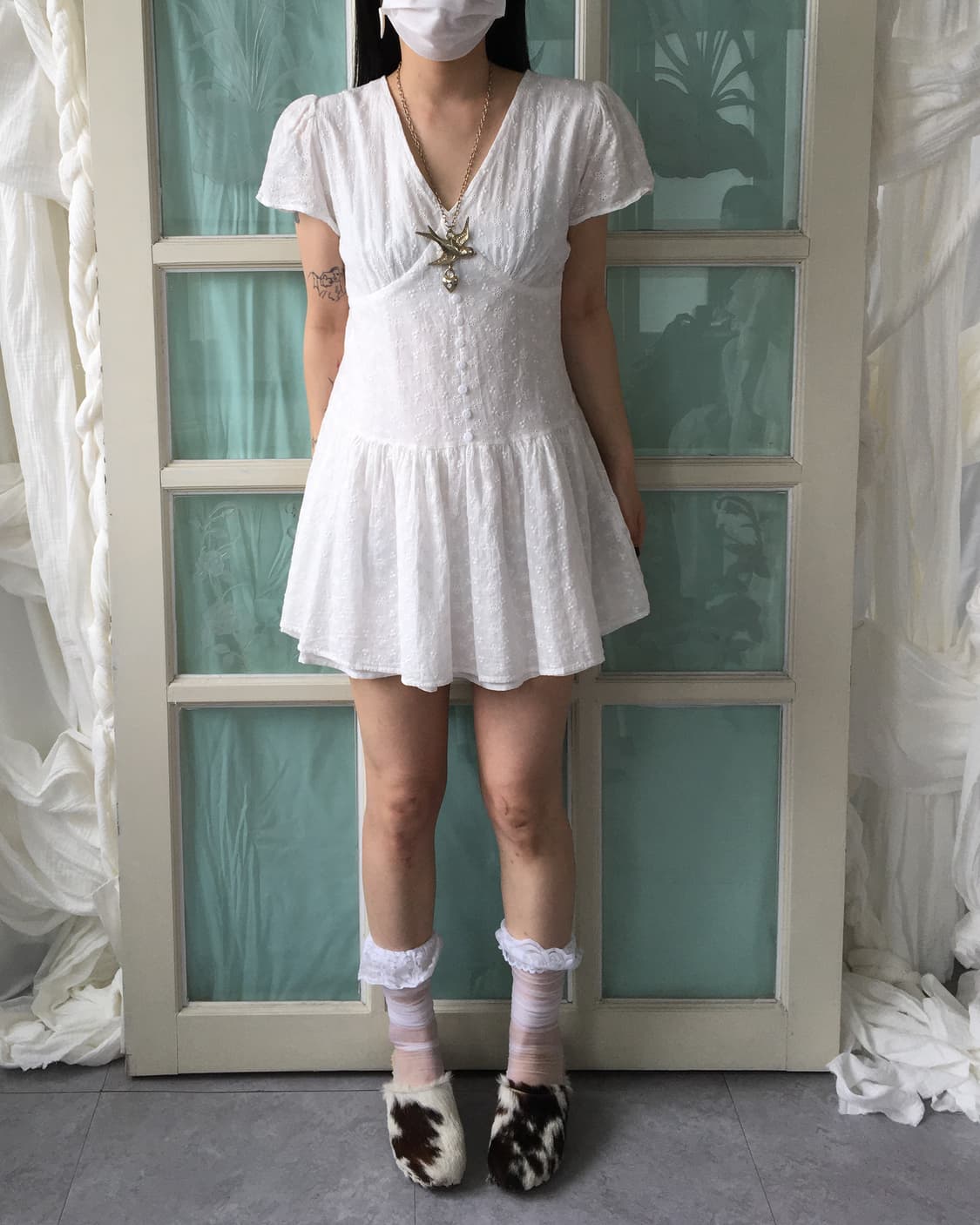 Pattern point button up dress 상품이미지6