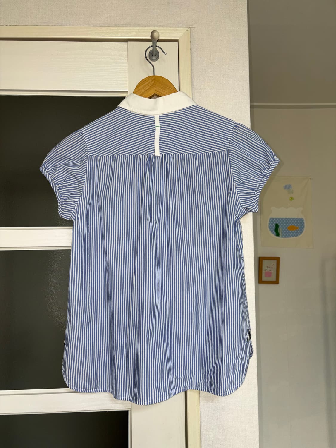 블루 스트라이프 둥근카라 블라우스 상품이미지5