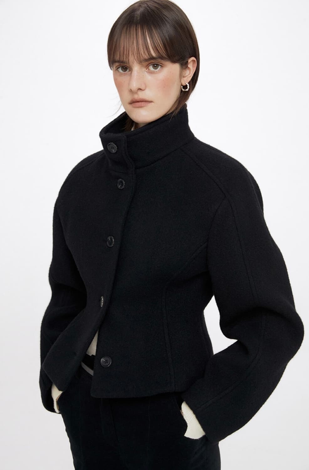 레이브 하이넥 숏코트 블랙 S 상품이미지1