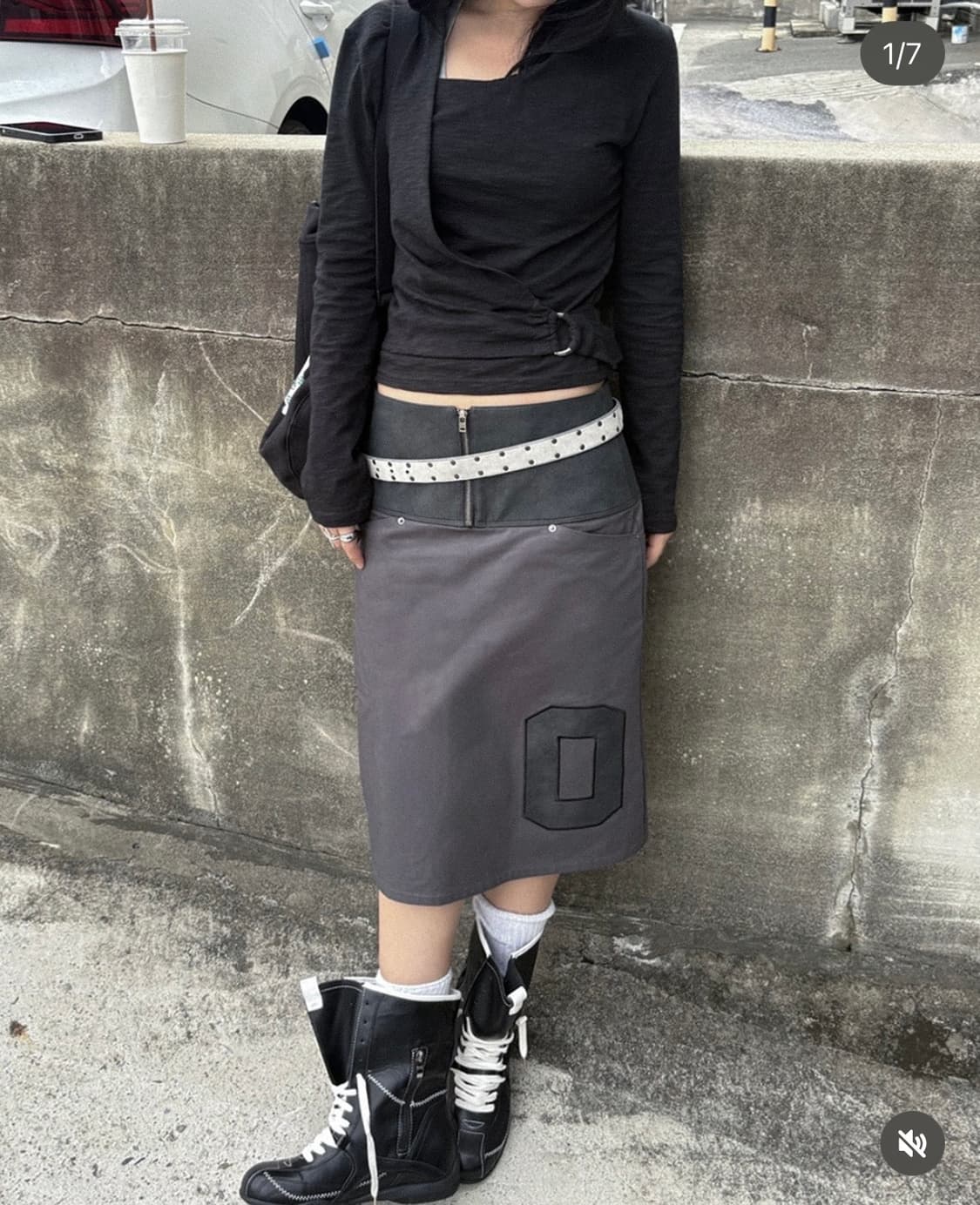 0104 공일공사 APPLIQUE EMBROIDERY 미디 스커트 상품이미지1