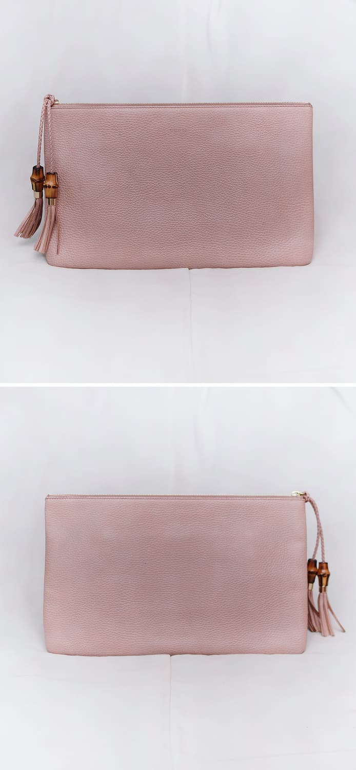 구찌 (GUCCI) 뱀부 테슬 페일핑크 토고가죽 클러치백 상품이미지2