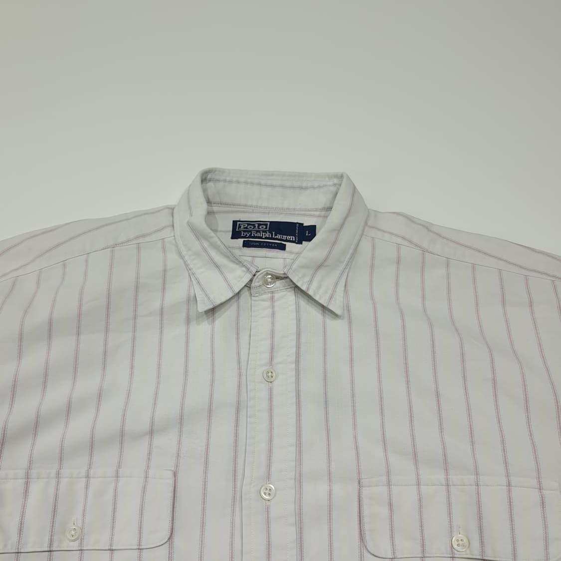 CK089 L 폴로 90s 싱가포르판 올드스쿨 스트라이프 워크 셔츠 남 상품이미지2