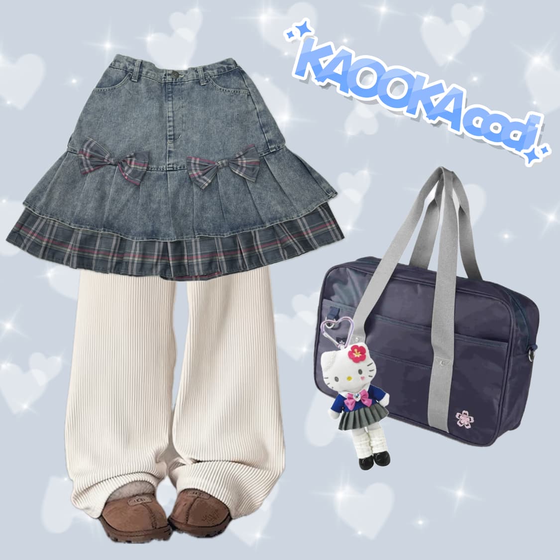 🛼자체 리폼 리본 오네갸루 히메 스커트🛼고갸루 히걀 러블리 데님 상품이미지2