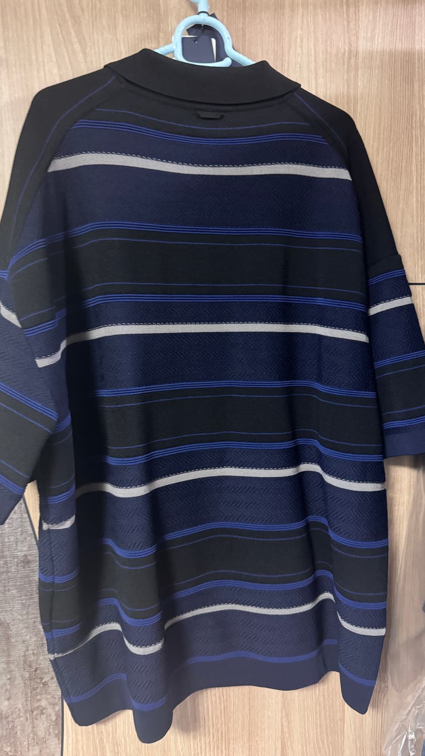 준지 스트라이프 티칼라 니트 블루 m 상품이미지2