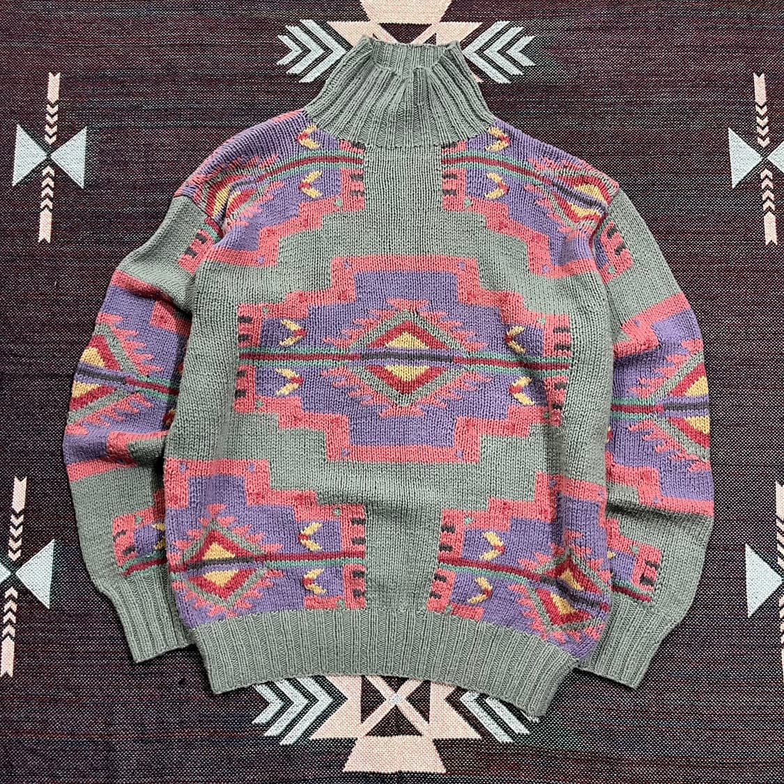 [POLO] 90's 폴로 컨트리 핸드니트 아즈텍 하프넥 니트스웨터 상품이미지2