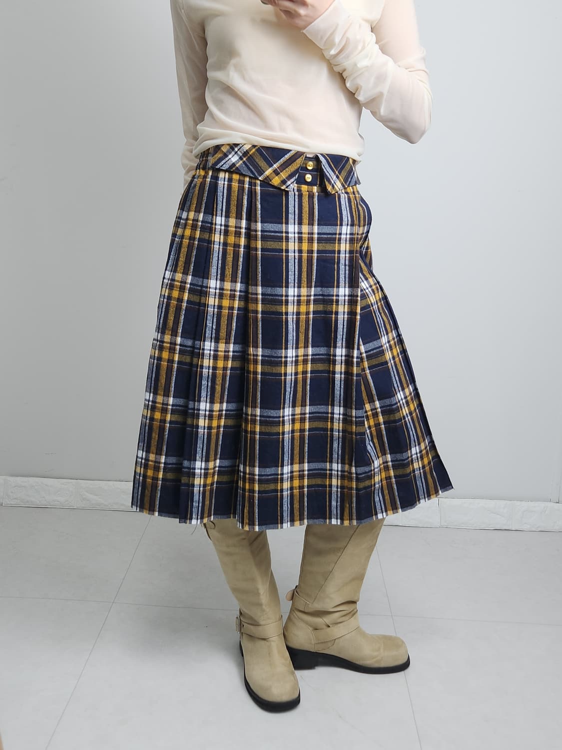 체크 플리츠 스커트 상품이미지5