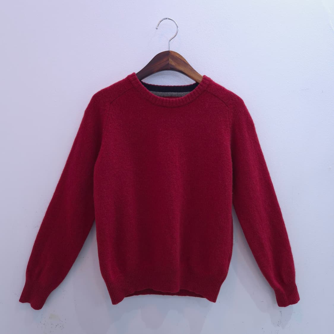 울100%  다크레드 크루넥 니트 상품이미지1