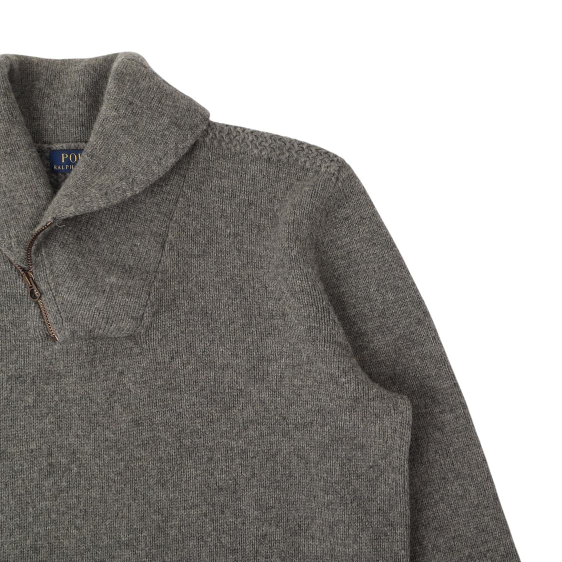 폴로 랄프로렌 그레이 울 쿼터집 숄카라 니트 상품이미지3