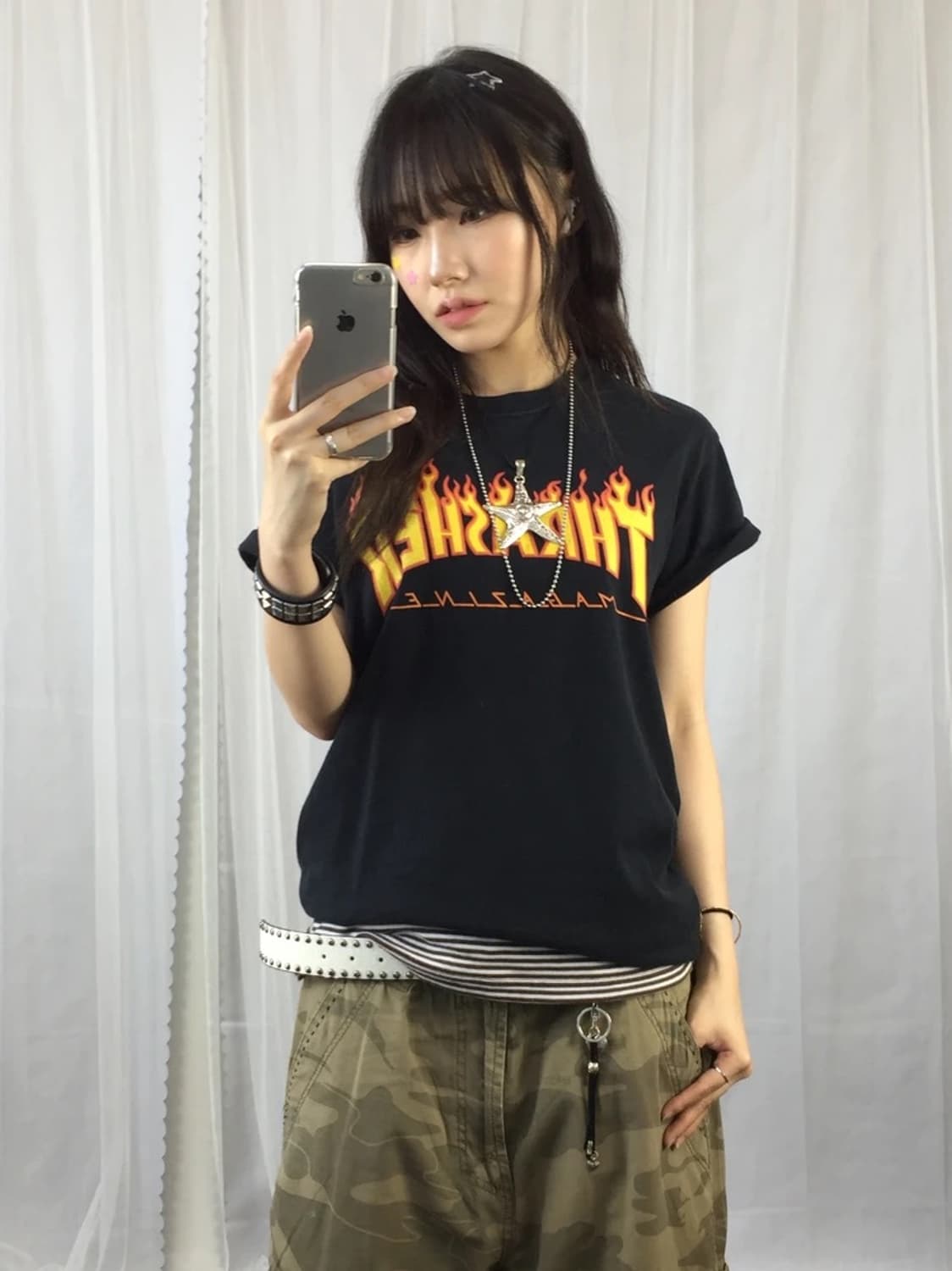 Thrasher Flame Logo Navy Tee 상품이미지2
