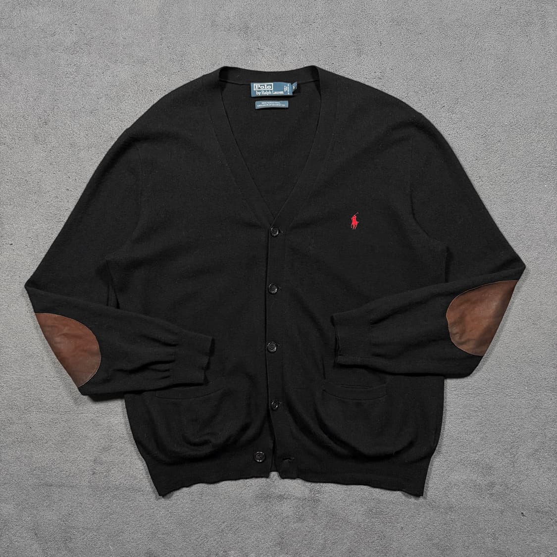 폴로 엘보우 레더패치 메리노울 가디건 상품이미지1