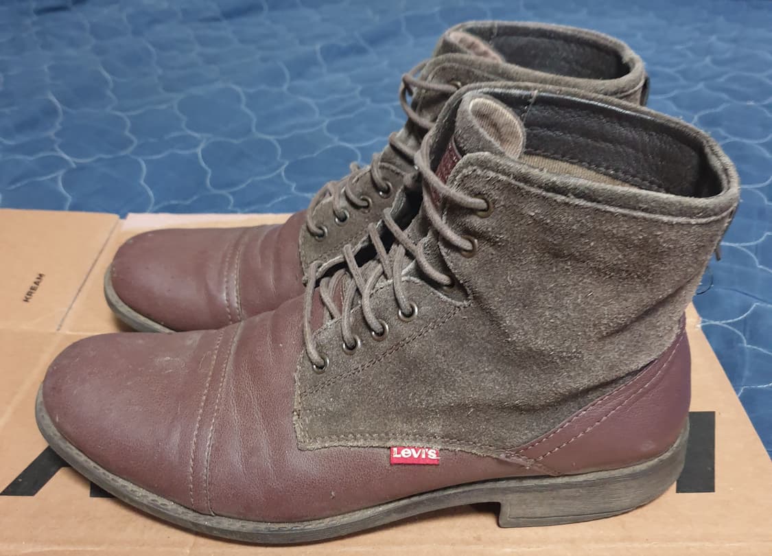 (빈티지)리바이스 STRAUSS 스웨이드배색 가죽 앵클부츠 브라운 270 상품이미지1