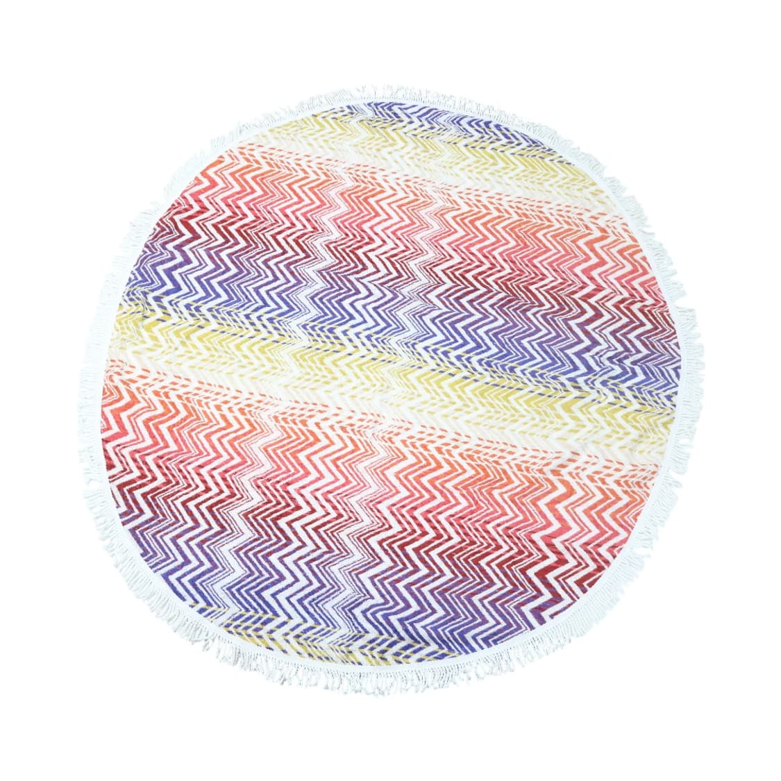 MARUSHIN 마루신 빈티지 지그재그 패턴 라운드 태슬 비치 타월 러그 상품이미지2