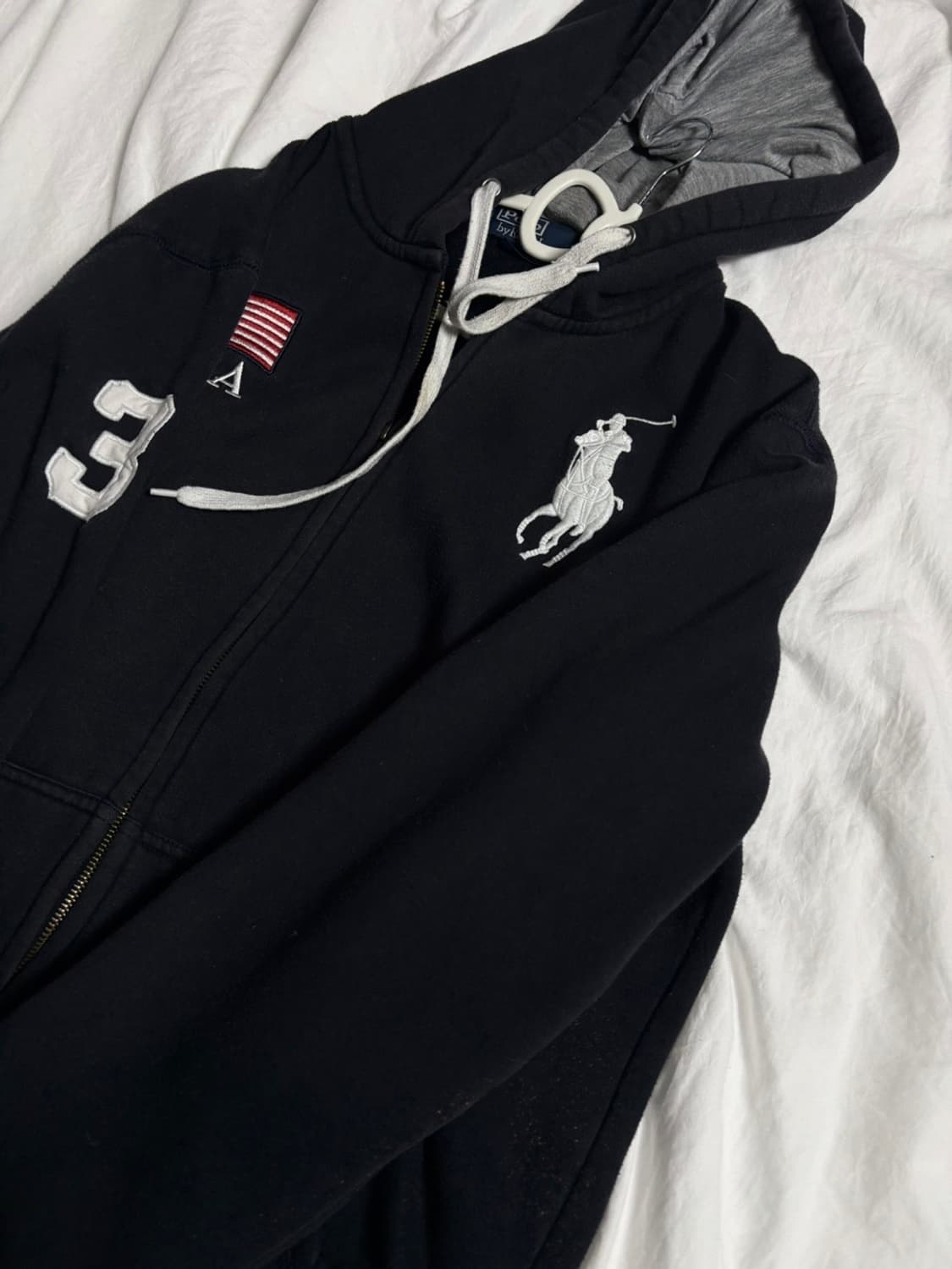 폴로 usa 블랙 빅포니 후드집업 상품이미지1