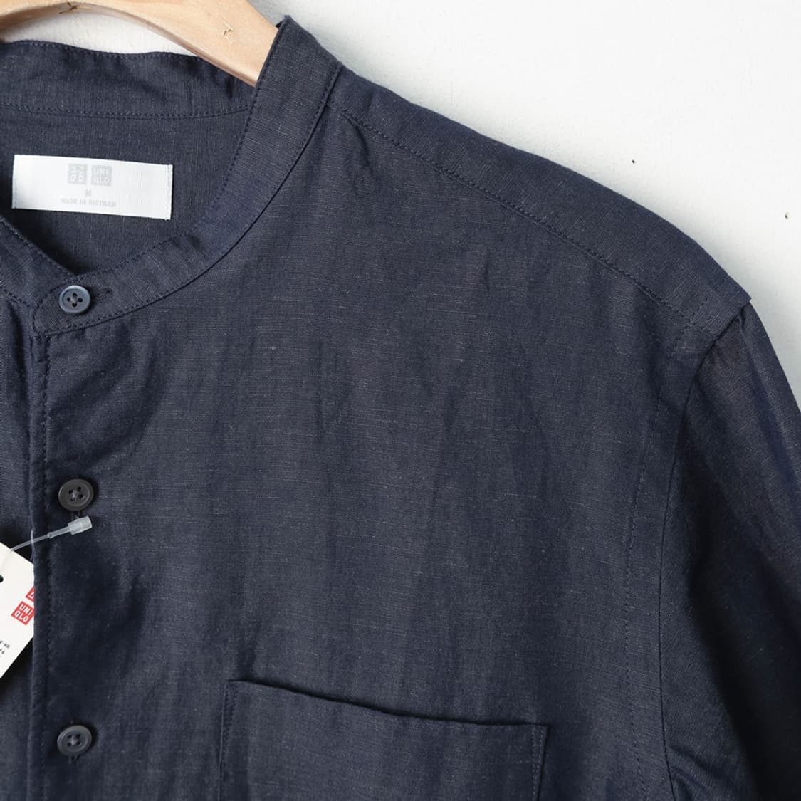 95/새상품 유니클로 린넨코튼 노카라 셔츠 상품이미지4