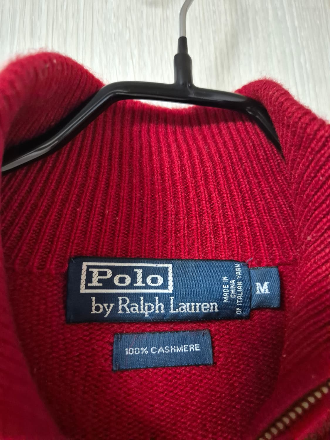 폴로 랄프로렌 캐시미어100프로 하프집업 레드 M 상품이미지5