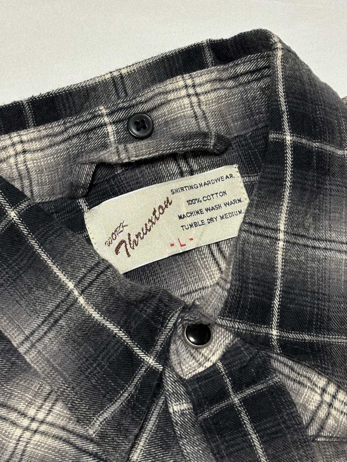 일본 빈티지 똑딱이 체크 셔츠 상품이미지3