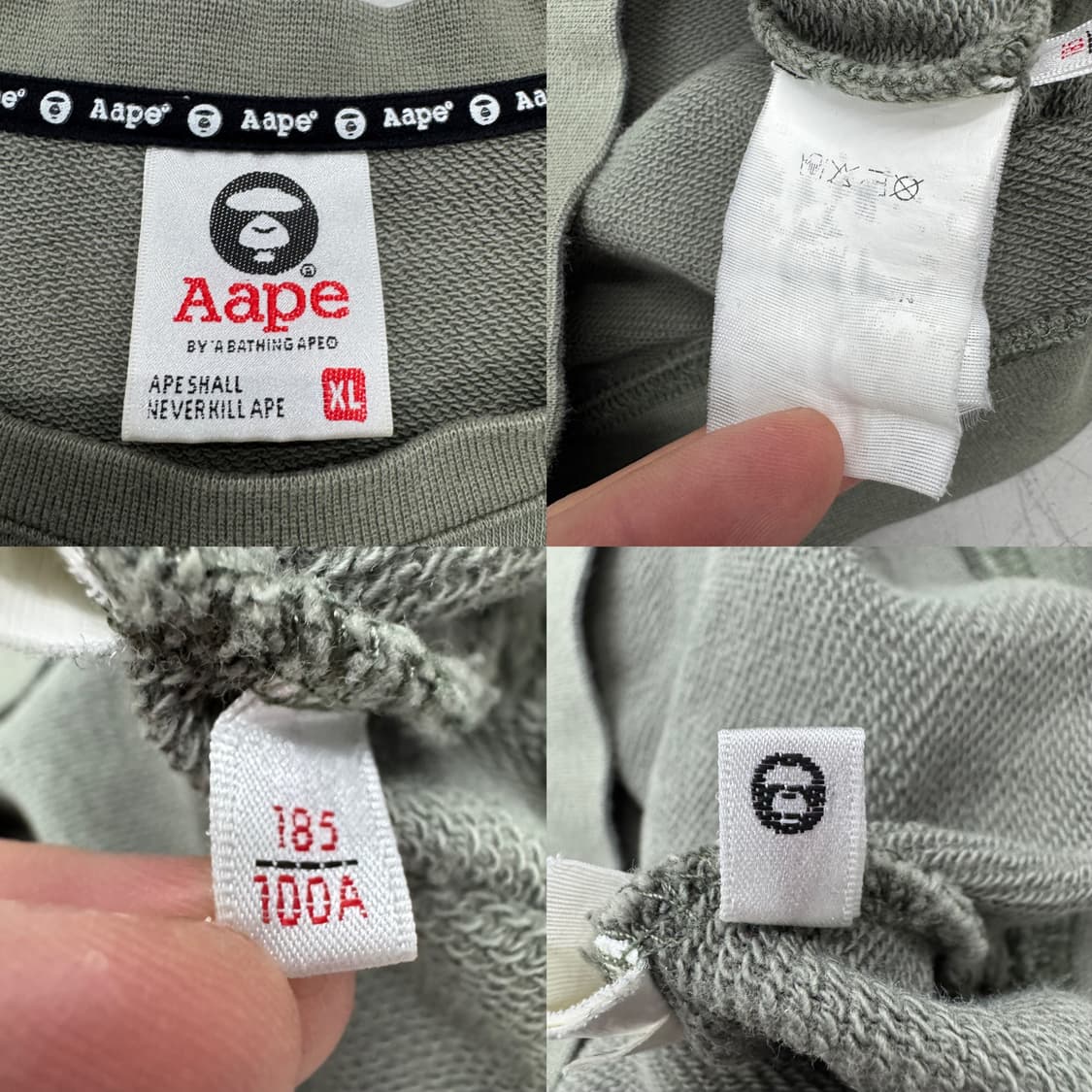 베이프 에이프 페이스 맨투맨 카키 상품이미지8