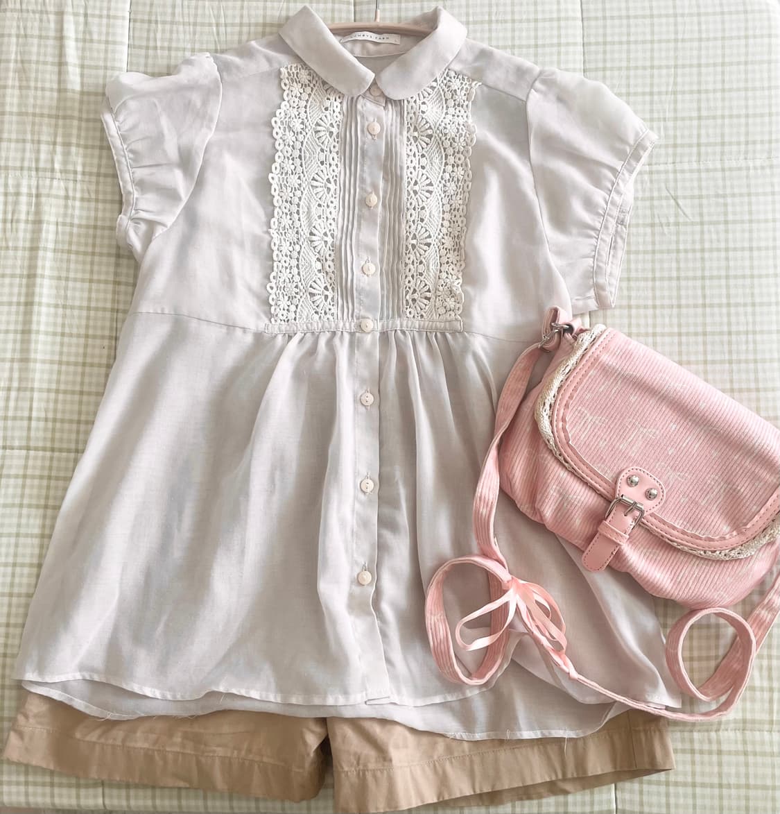 모리걸 빈티지 둥근카라 레이스 홍콩 블라우스 🤍🎀 상품이미지1