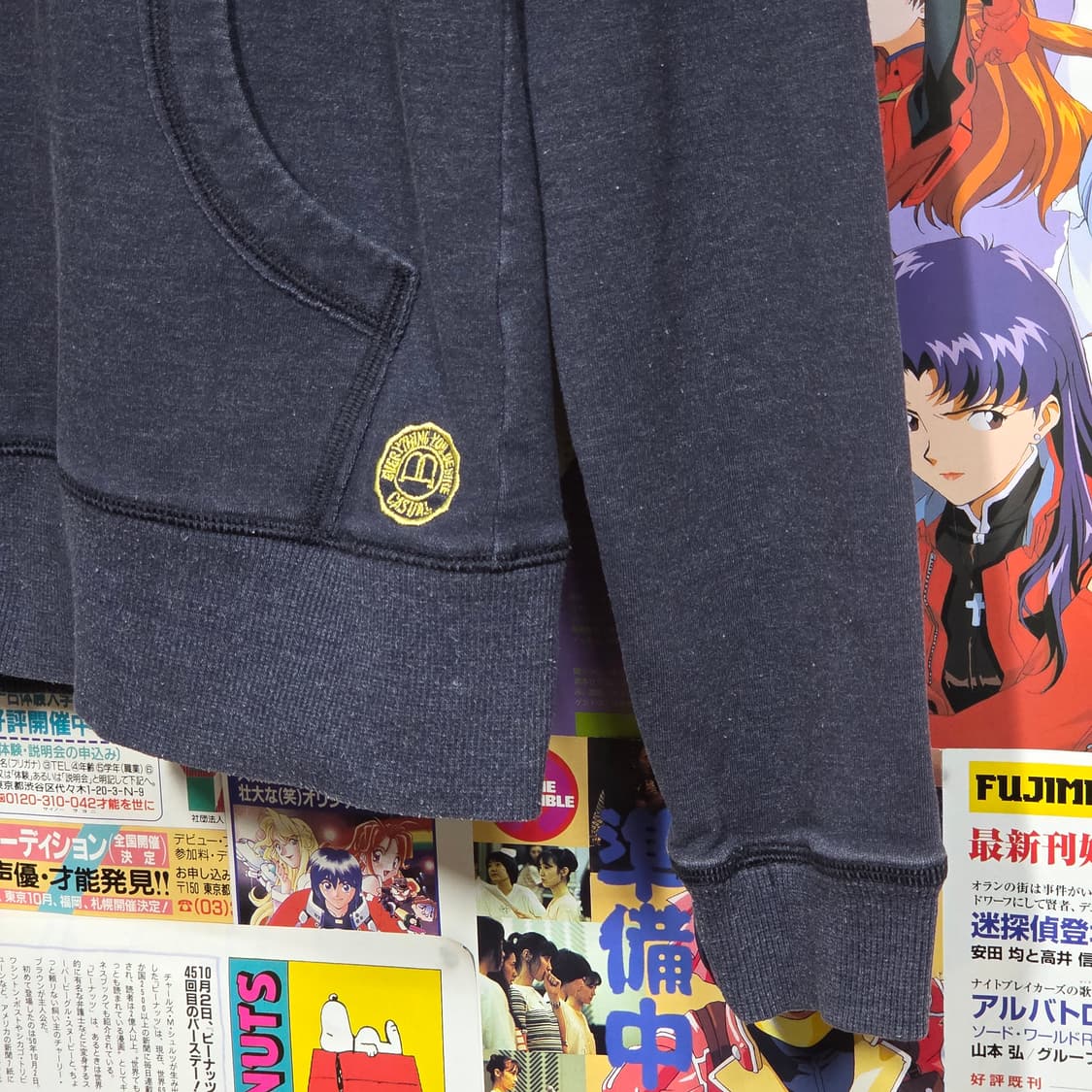 펑크 레터링 자수 네이비 슬림핏 후드집업 상품이미지4