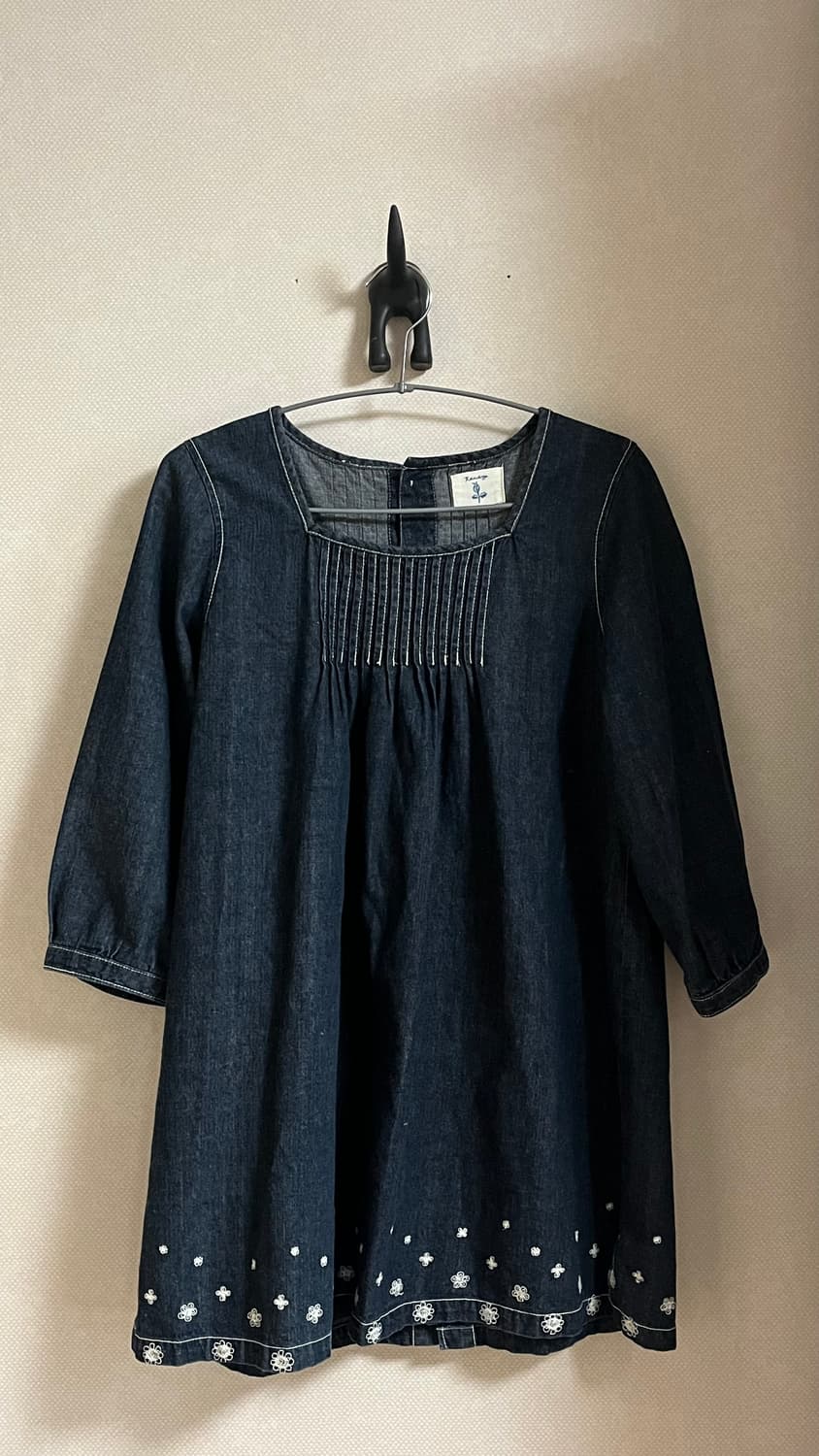 Denim flower point dress 상품이미지1