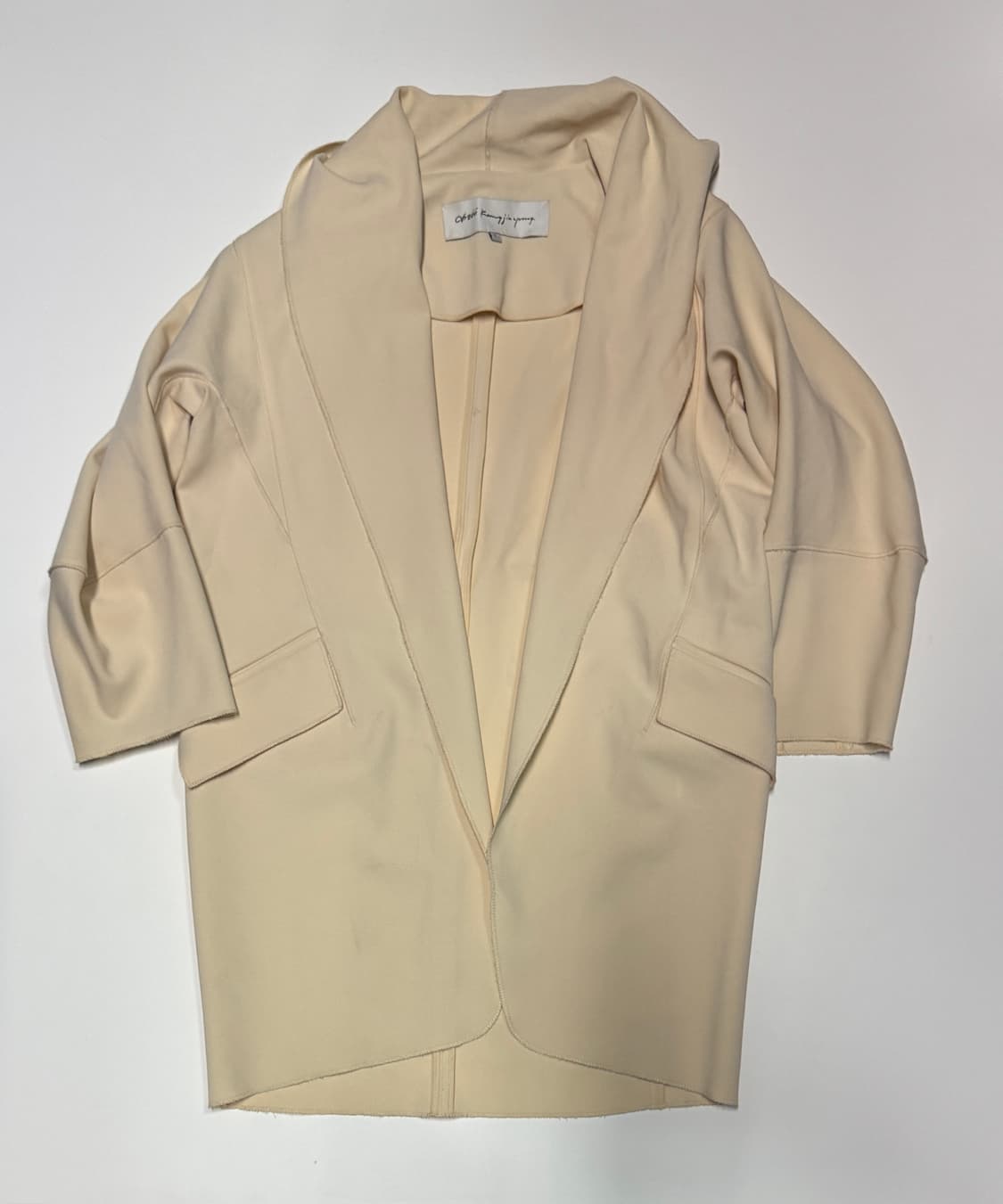 여성 오브제 베이지 노버튼 롱 코트 자켓 상품이미지1