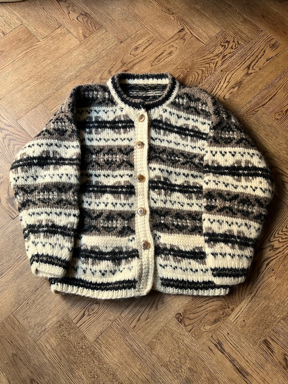 [L]90's USA 빈티지 페어아일 헤비 울 코위찬 니트 상품이미지1