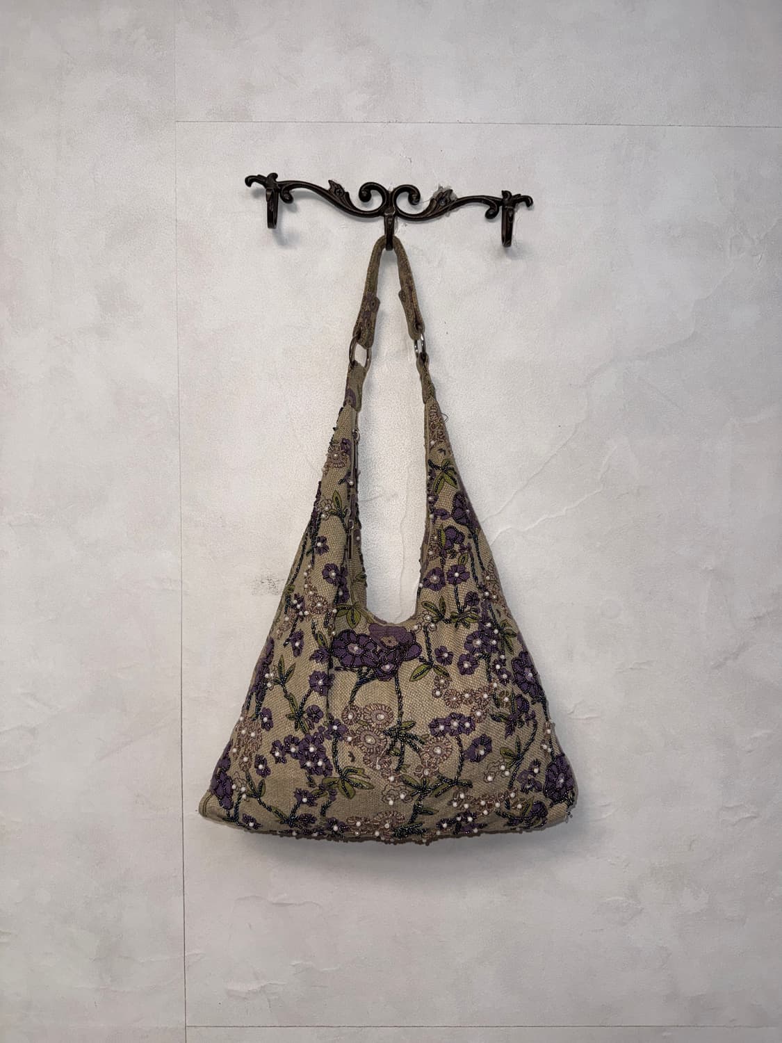 Beige purple beads pearl floral 숄더백 상품이미지3