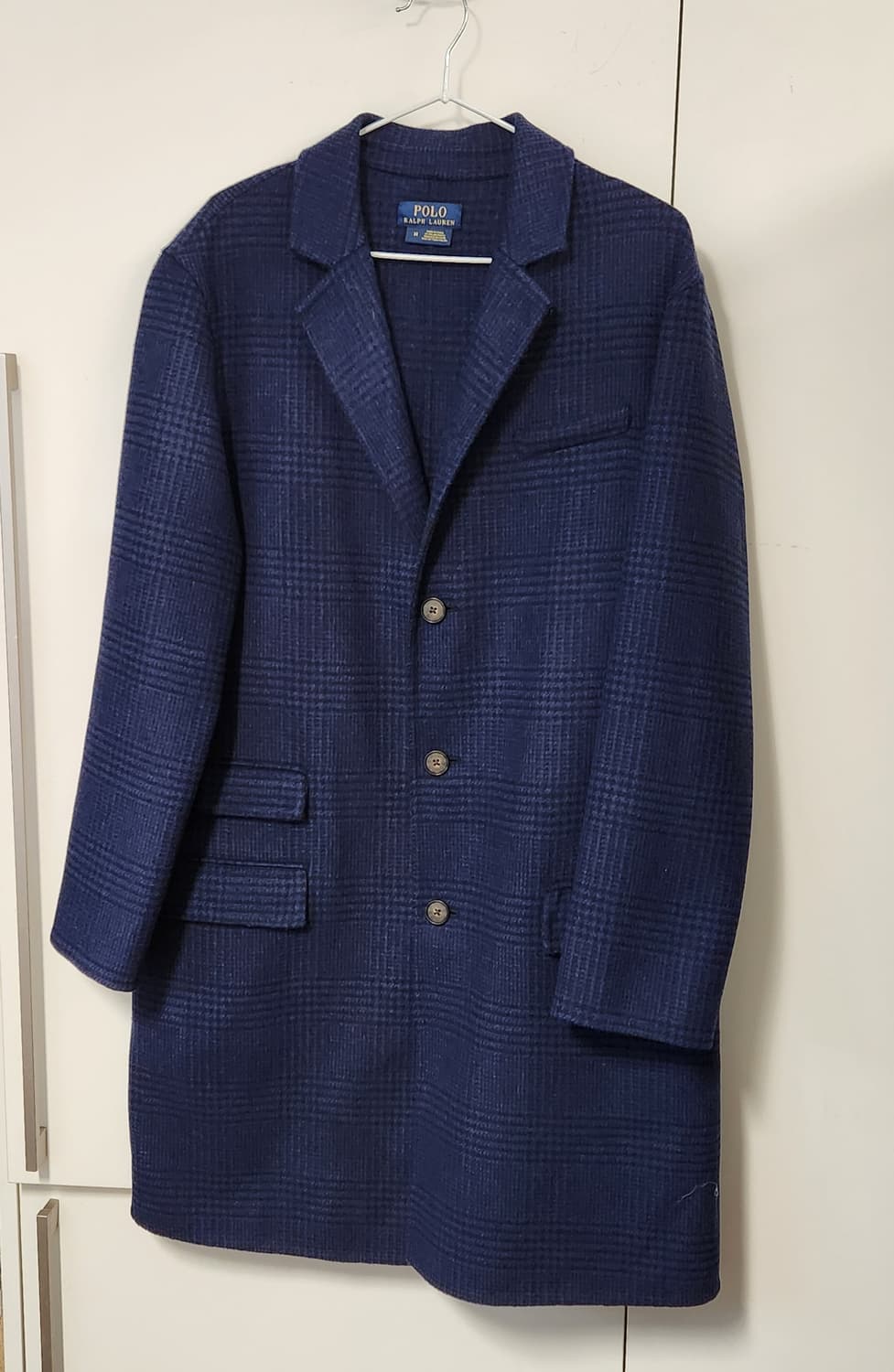 폴로 랄프로렌 네이비 체크 울코트 M  (95-100) 상품이미지1