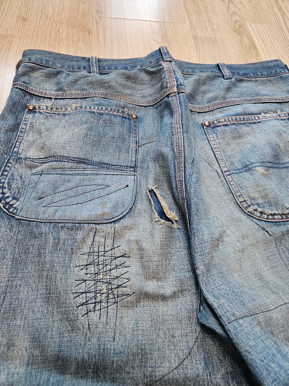 세인트미카엘 더블니 데님팬츠 상품이미지5