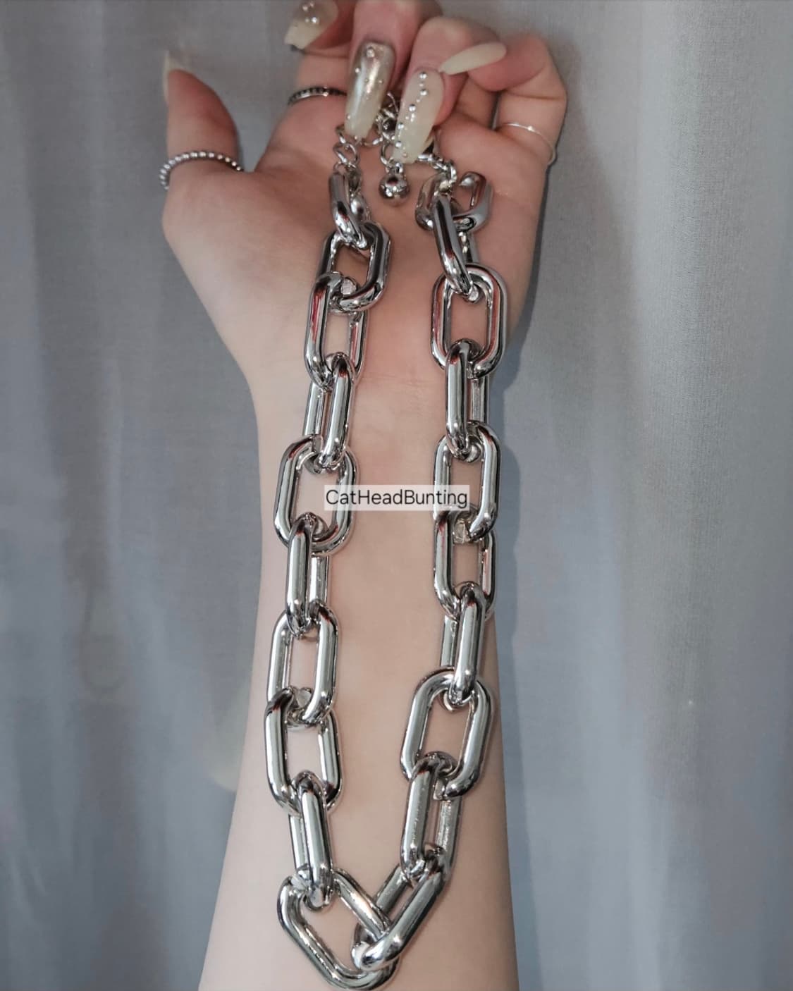 UNISEX 핀터깔 볼드 할로우 체인 목걸이 새상품 상품이미지1