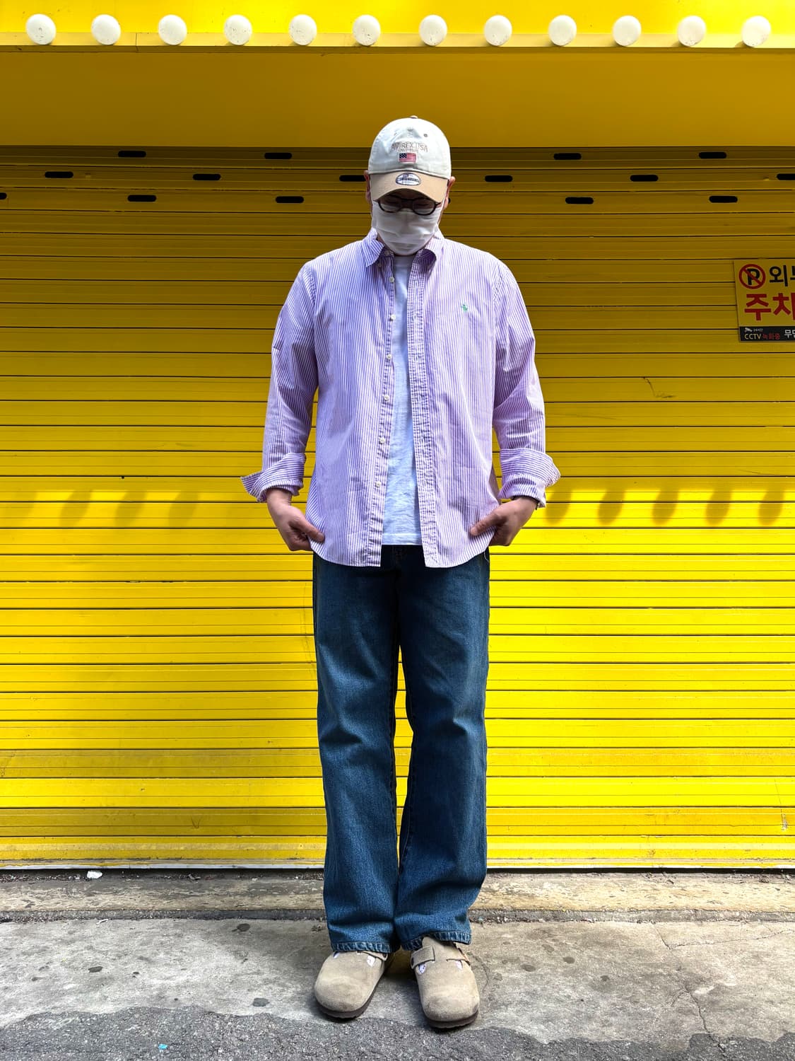 폴로 랄프로렌 스트라이프 셔츠 슬림핏 퍼플 XL 상품이미지3