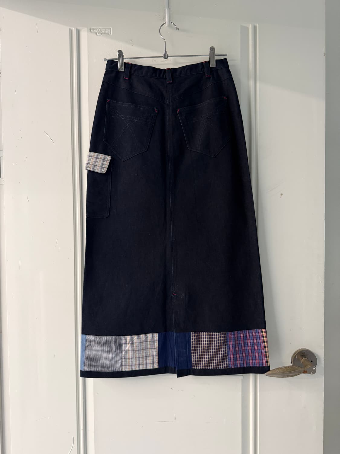 일본빈티지 핑크하우스 패치워크 데님스커트 상품이미지4