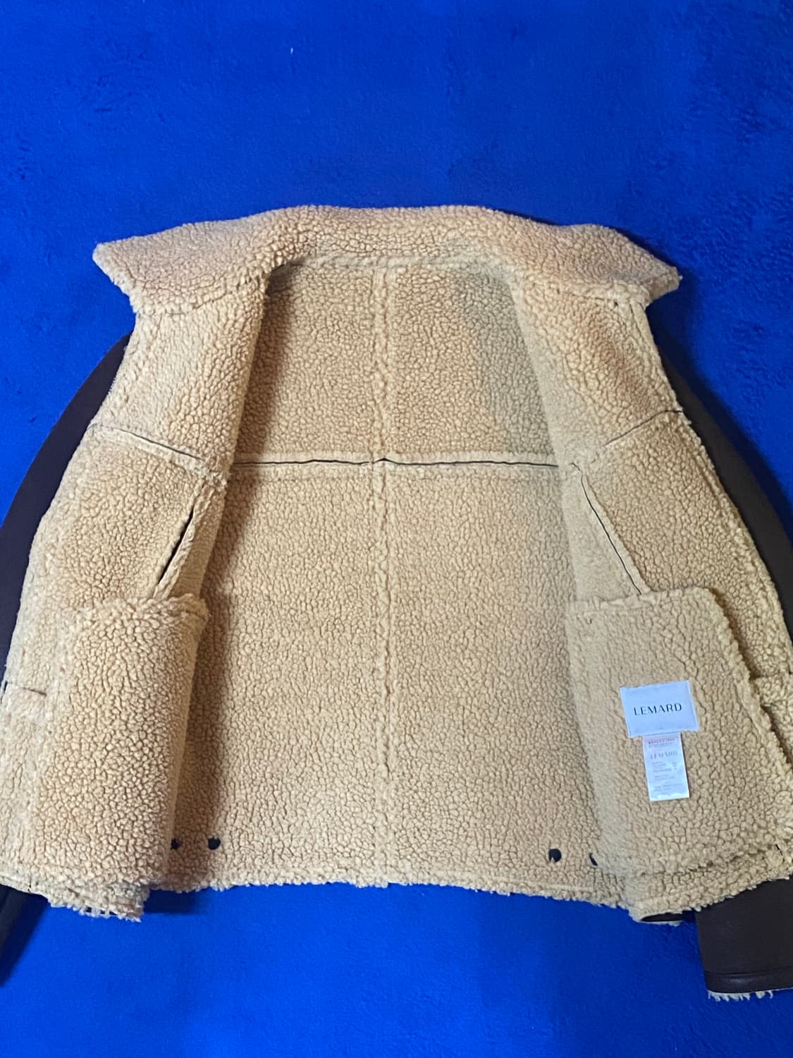 LEMARD 르마드 레더 하이넥 무스탕 가죽 자켓 브라운 상품이미지4