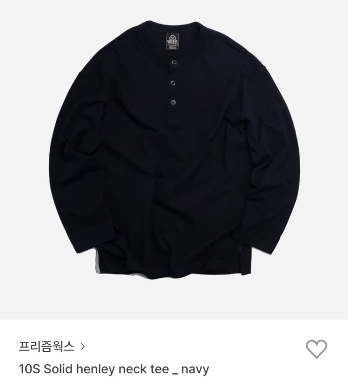 프리즘웍스 10S Soild henley neck tee _ navy 상품이미지1