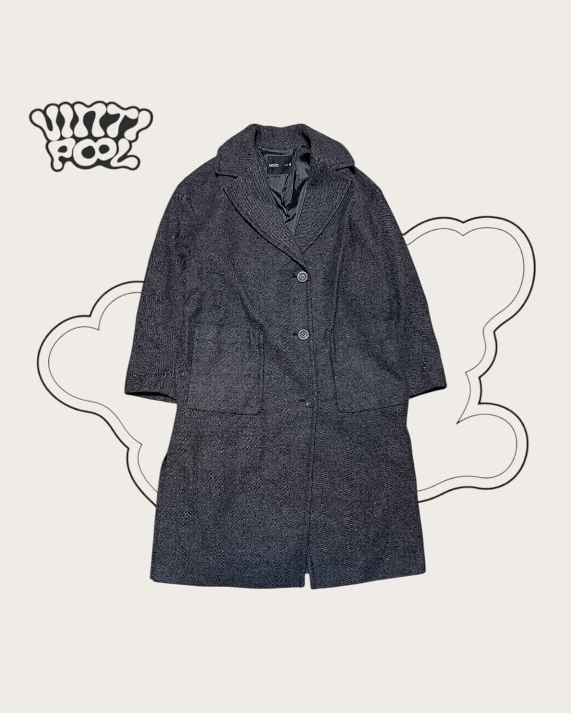 미쏘 헤링본 트임 롱코트 M 다크그레이 상품이미지1