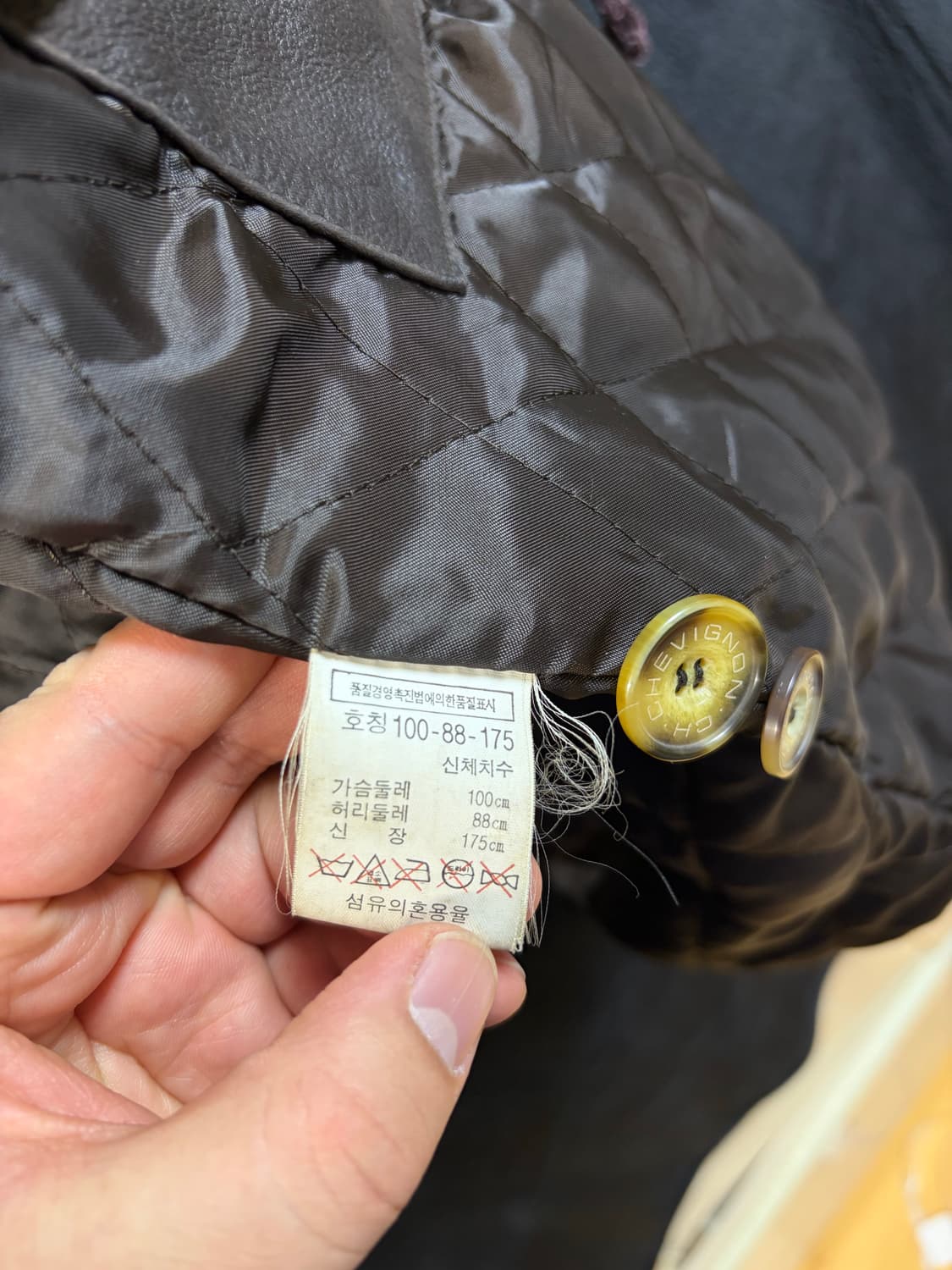 쉐비뇽 CHEVIGNON 소가죽 레더 자켓 (퀼팅 라이닝) XXL 상품이미지6