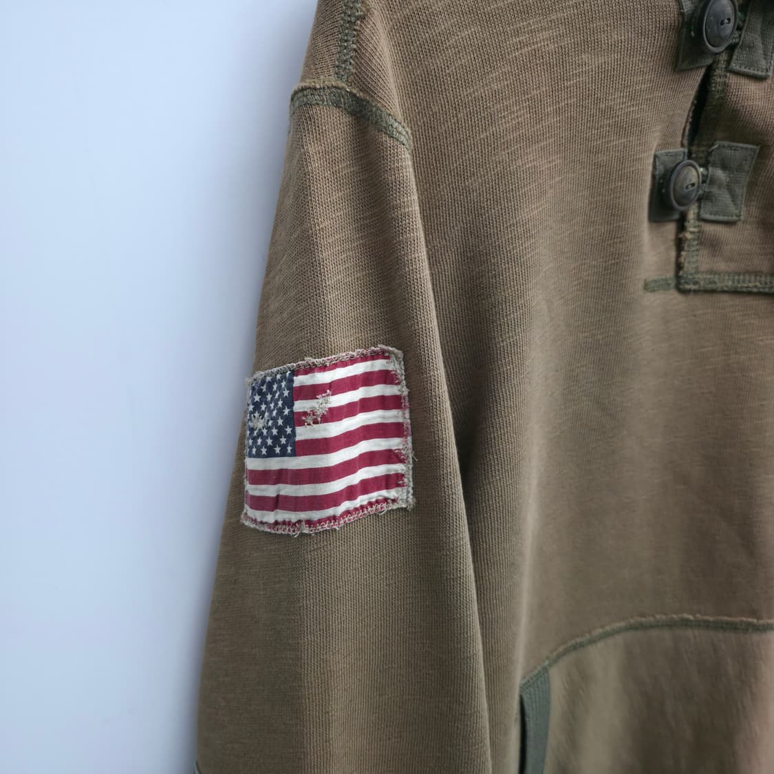 [M] 폴로 랄프로렌 성조기 숄카라 스웻셔츠 카키 상품이미지5