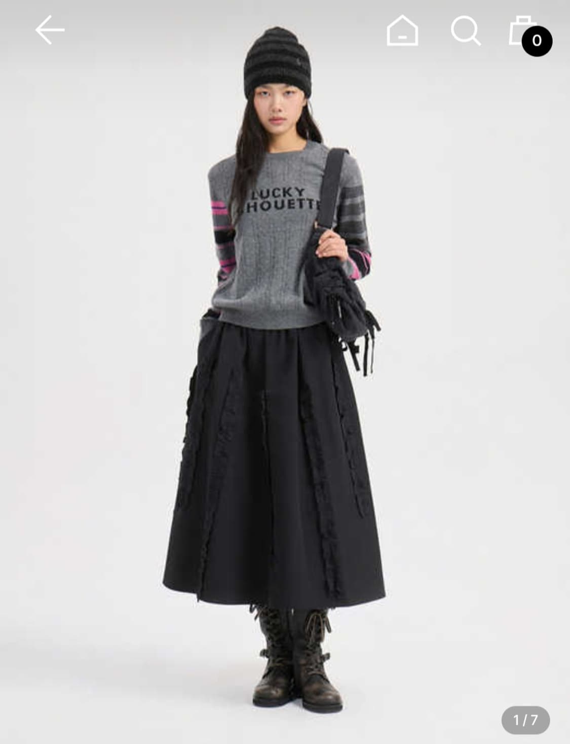 럭키슈에뜨 프릴 포인트 밴딩 롱스커트 36 25SS 상품이미지1