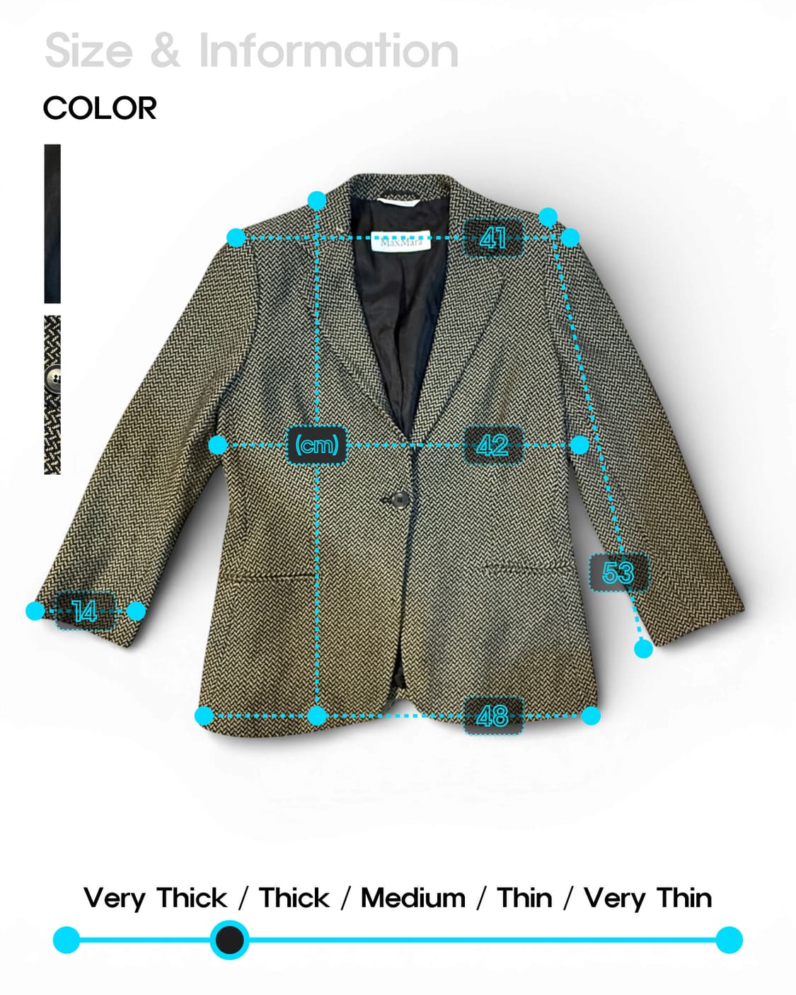 Max Mara 헤링본 싱글 블레이저 자켓 상품이미지8