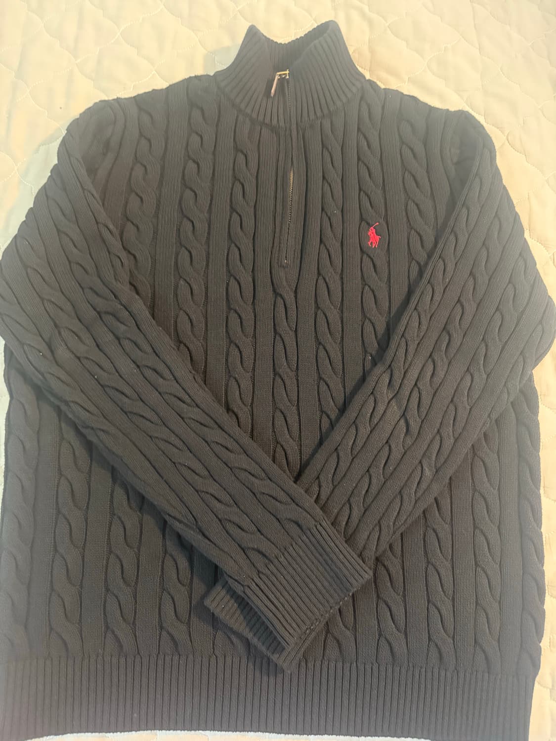 폴로 쿼터 꽈배기 니트 상품이미지1