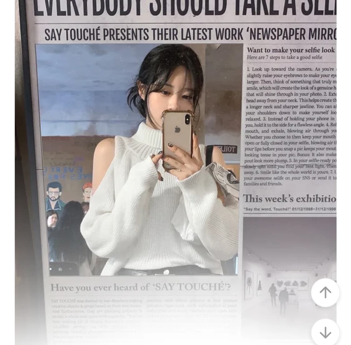 만원급처! 데이로제 엠마 숄더 슬릿 터틀넥 니트 아이보리 오프숄더 상품이미지2