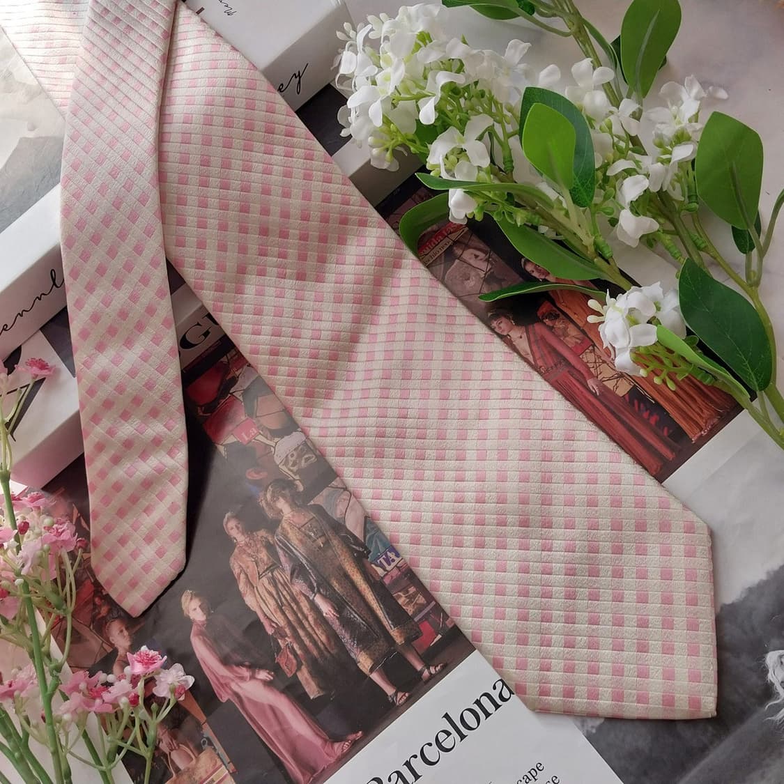 앤드류스타이 실크 핑크 체크 패턴 넥타이 9.3cm A+등급 K2155
 상품이미지4