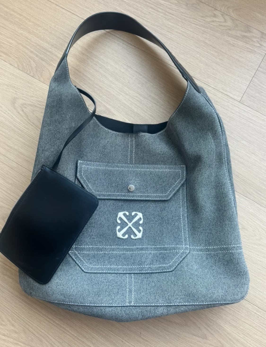 오프화이트 데님 스웨이드 숄더백 상품이미지3